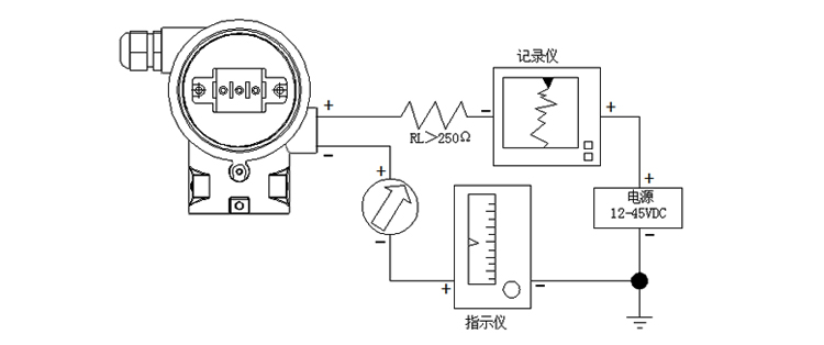 智能负压变送器非智能型现场导线连接